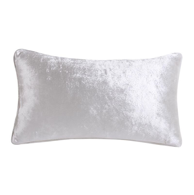 Furnings - Cut Velvet Fretwork Print White Lumbar Pillow